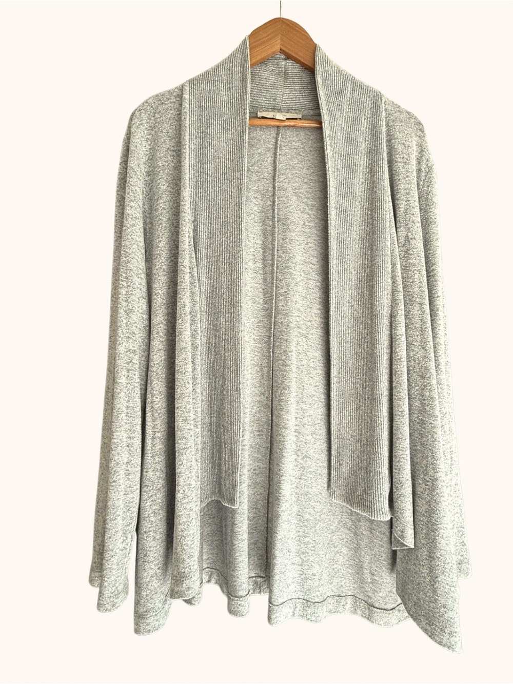 LOFT Heather Gray Open Front Draped Cardigan Sweater Size L